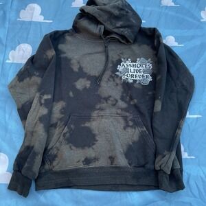 A$$holes Live Forever Black Tie Dye Long Sleeve Pullover Hoodie Sweatshirt Small